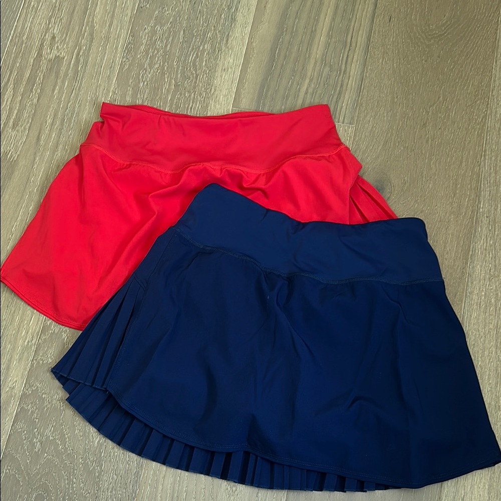 Stylish Red and Blue Women's Tennis Skirt Set